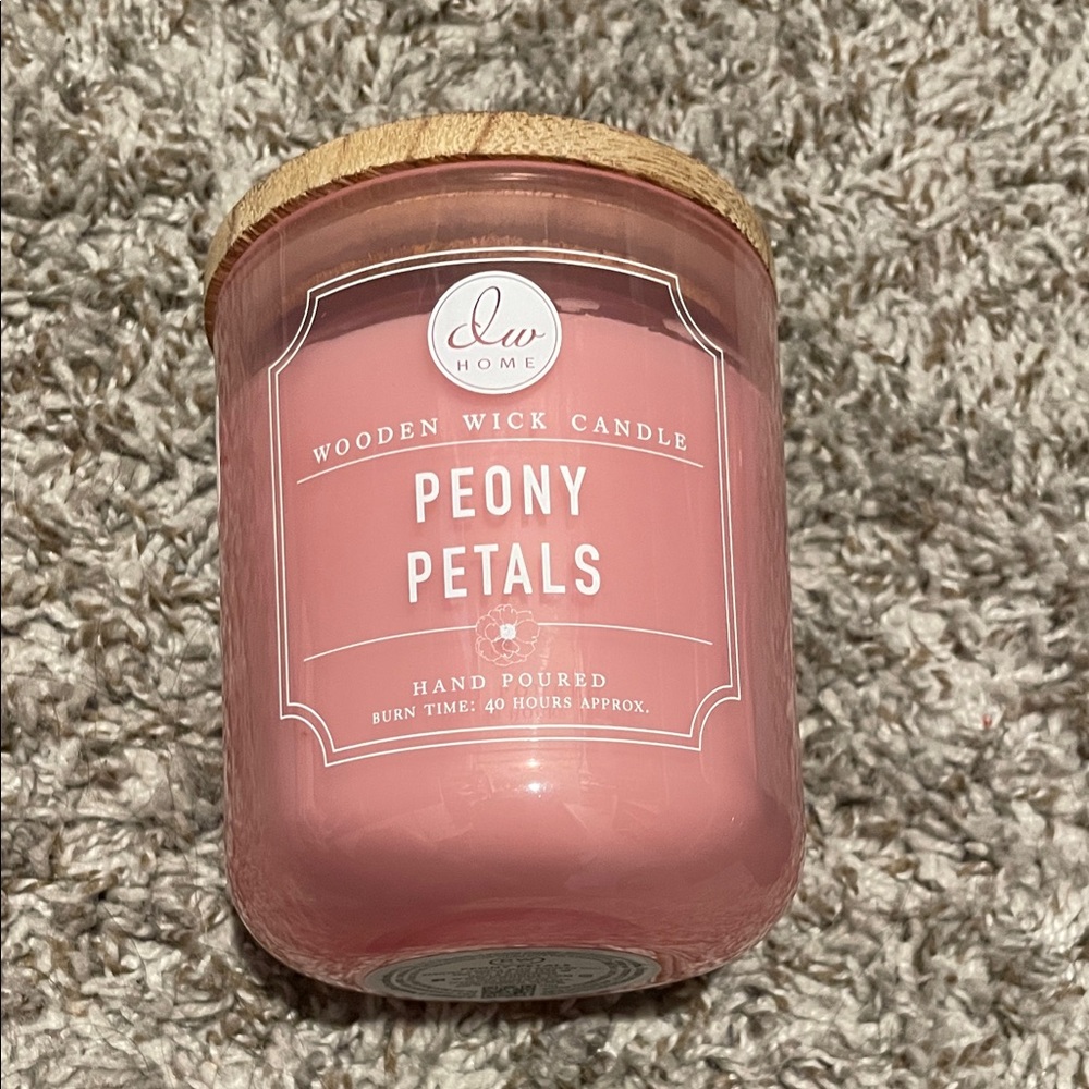 DW Home Pink Peony Petals Candle with Wooden Wick